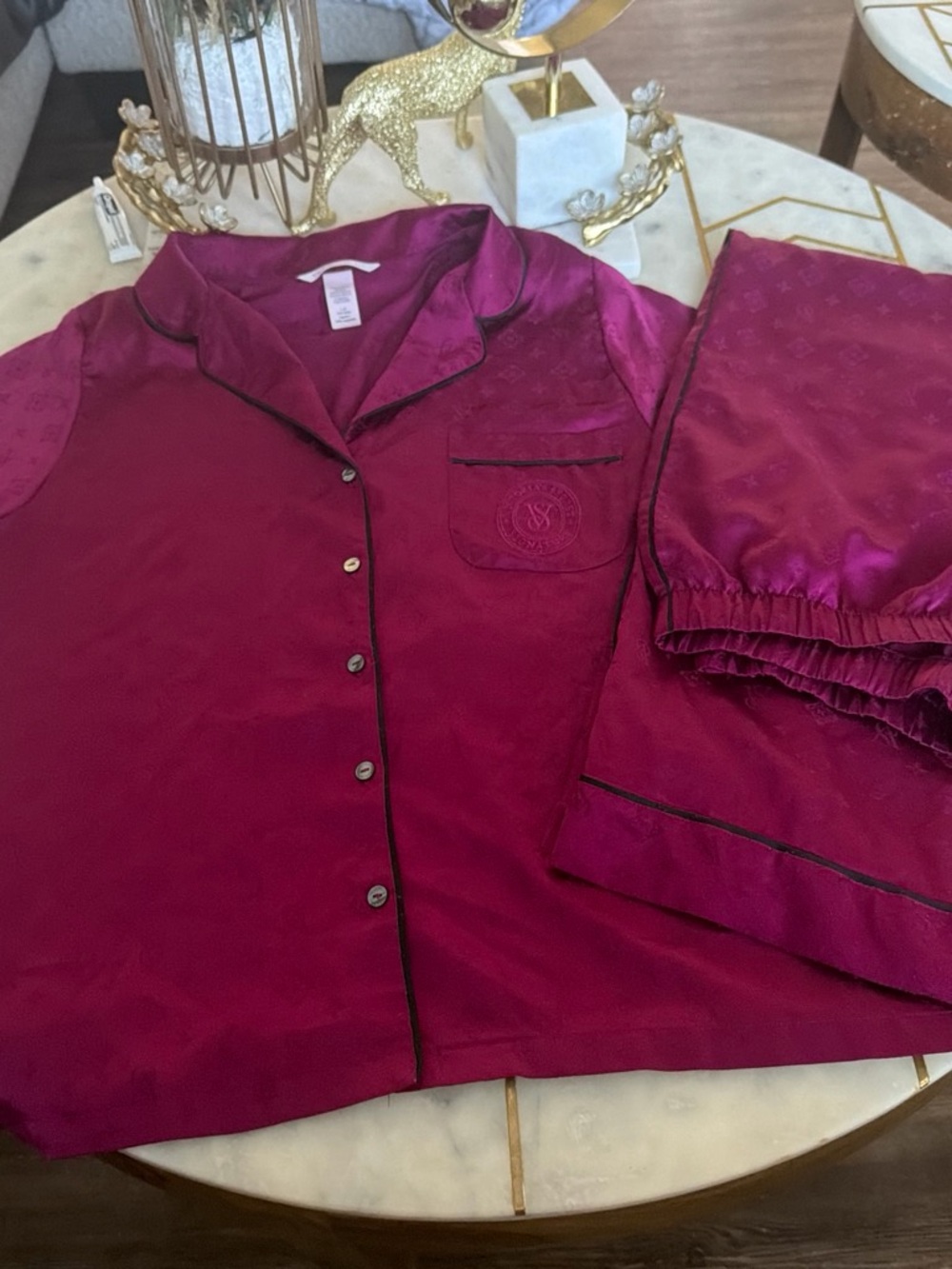 Victoria's Secret Satin Pajama Set - Deep Burgundy